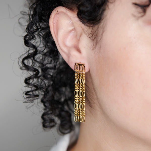 Malena Long Fringe Drop Earrings