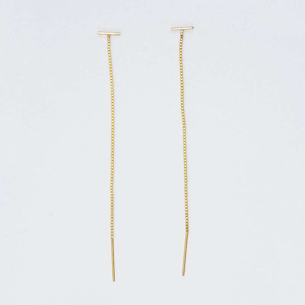 BAR CHAIN DROP EARRINGS - GOLD JEWELRY | VICTORIA BEKERMAN