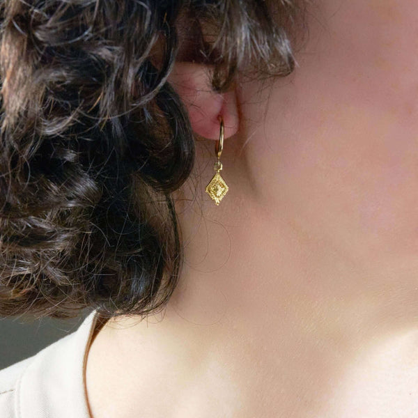A Woman Wearing Ilana Open Hoop Earrings