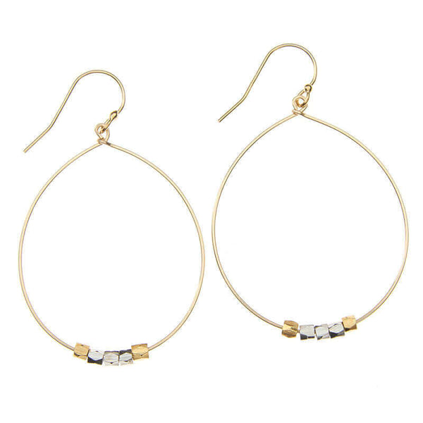 TINY SQUARES HOOP EARRINGS - GOLD JEWELRY | VICTORIA BEKERMAN