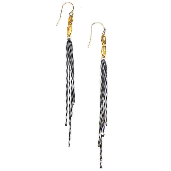 TRINI SILVER CHAINS EARRINGS - GOLD JEWELRY | VICTORIA BEKERMAN