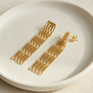 MALENA LONG FRINGE DROP EARRINGS