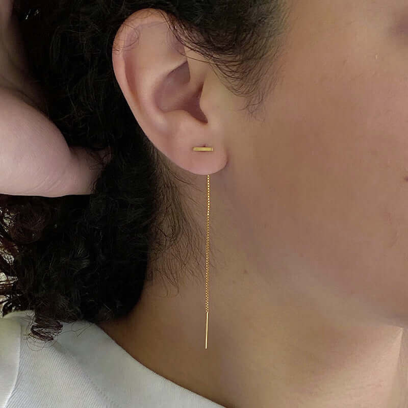 Bar Chain Drop Earrings - Gold Jewelry | Victoria BEKERMAN Gold Filled / Single Earring Only