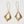 Pair of gold earrings, flat diamond shape with oval cutout on french earwire.
