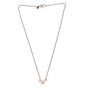 Delicate black oxidized necklace with small pearls as pendant.