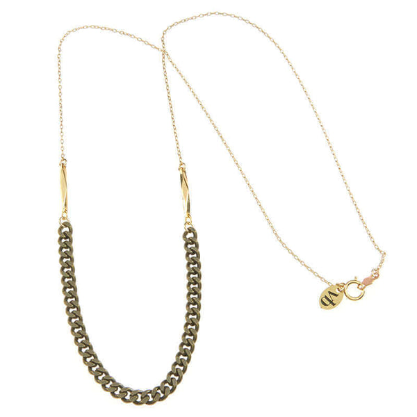 Gold chain necklace with vintage curb chain on bottom.