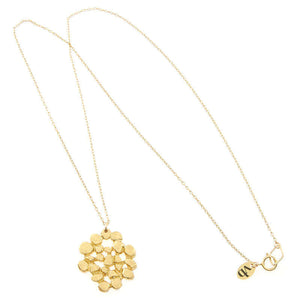 Gold chain necklace with cast gold tree canopy inspired pendant.