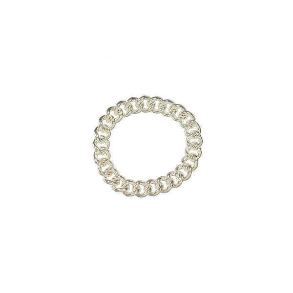 Silver wide chain ring.